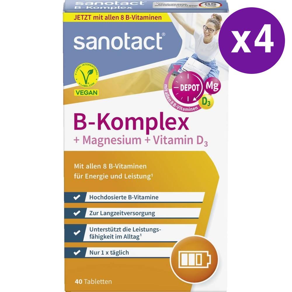 <b>Sanotact</b> <b>자노탁트</b> 독일 B-콤플렉스 마그네슘 <b>비타민 D</b>3 40정 4 팩