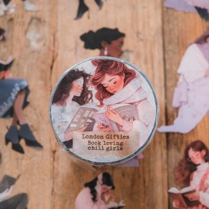 London Gifties 마스킹 테이프 Book loving chill girls 3D Gloss PET 10m LG 197