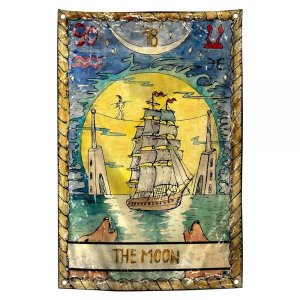 EmedZ Tarot The Moon Tapestry Room Aesthetics 2x3 Feet Funny For Wall Decor Flag With Brass Grommets