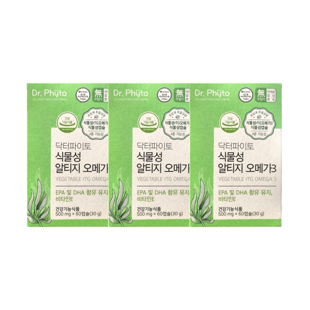 닥터<b>파이토</b> 식물성 알티지 <b>오메가</b>3 500mg x 60캡슐 3박스