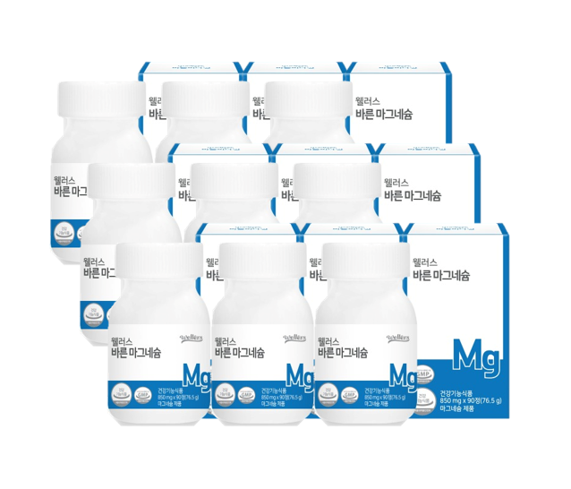 웰러스 바른 <b>마그네슘</b> 850mg x 90정 (9통)