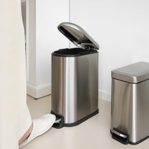 필립 무소음 스텐 스틸 인테리어 주방 화장실 슬림 미니 페달 휴지통 쓰레기통 10L리터