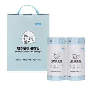 빌리365 행주 윌리 롤타입 빨아쓰는 키친타올 일회용 주방 티슈 타월 90개, 하늘색
