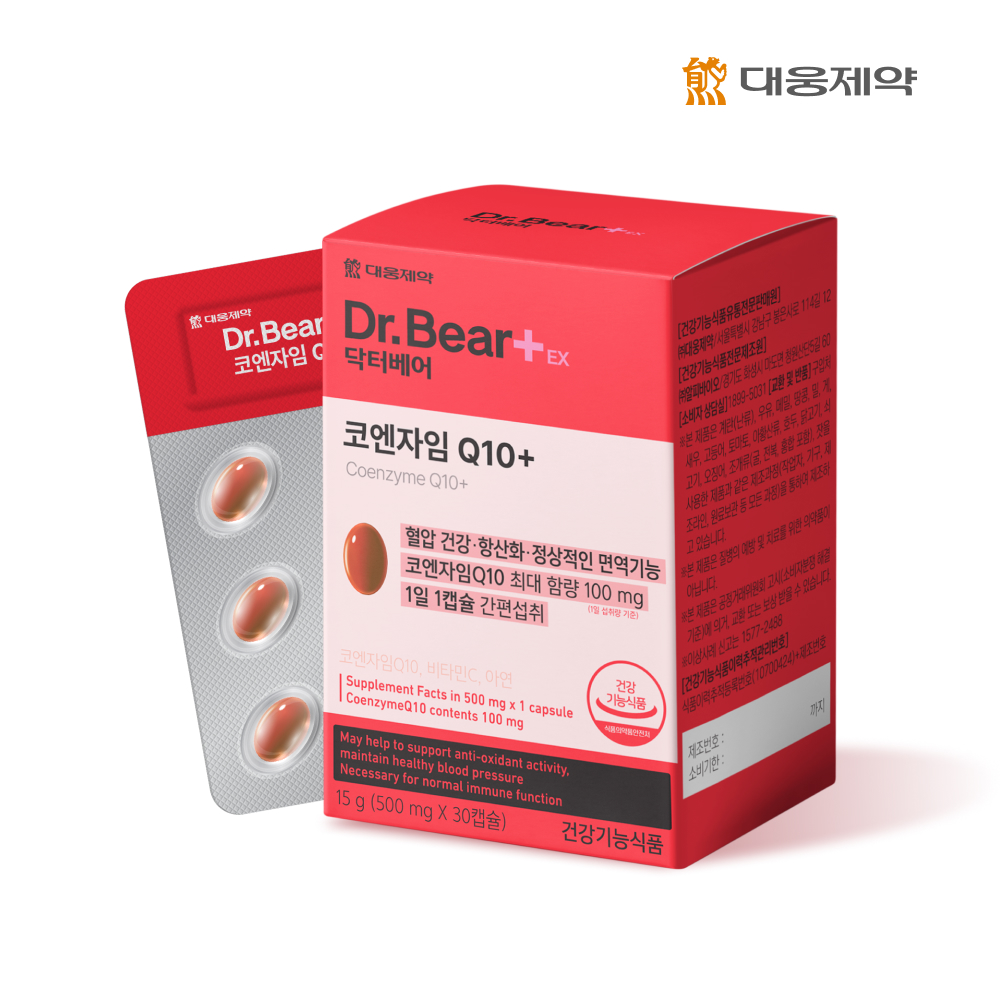 [네이버 단독] <b>대웅제약</b> 닥터베어EX 코엔자임Q10 항산화 <b>혈압</b> 500mg x 1박스 코큐텐