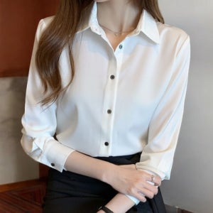 화이트블라우스 유니폼 면접 흰남방 정장 블라우스 긴팔 하객룩 오피스룩