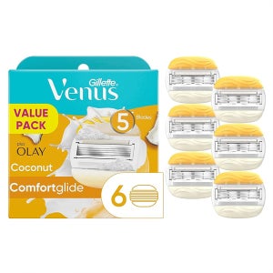 질레트 비너스 컴포트 글라이드 여성용 면도기 날 6개입 코코넛