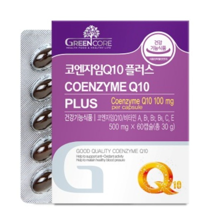 <b>그린케어</b> 코엔자임Q10 플러스 30g(500mg x 60캡슐) 2개월분 코엔자임Q10효능