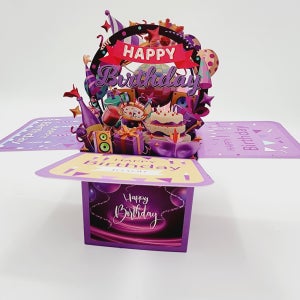 해피벌스데이 선물상자 생일카드 팝업 입체카드