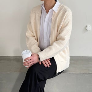 남자집업가디건 정장 라운드 니트 가디건