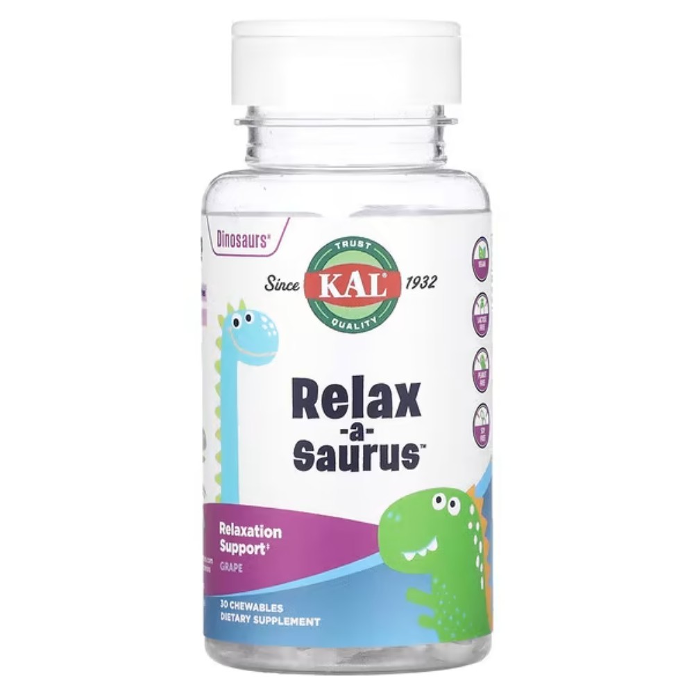 KAL Dinosaurs Relax a Saurus L <b>테아닌</b> 혼합물 포도맛 츄어블