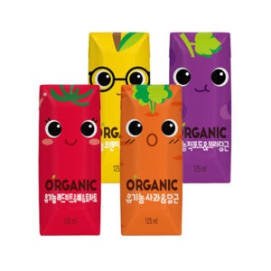 크니쁘니 오가닉 4종 125ml (24개) 100프로 유기농 과일 채소 주스 대량 구매
