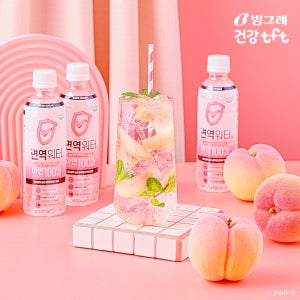 빙그레 면역워터 제로슈거 무설탕 무색소 복숭아맛 아연워터 350mL 6입