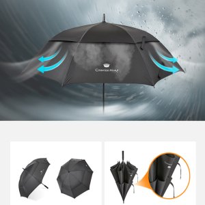송월우산 큰 대형 튼튼한 자동 가벼운 초경량 이중 방풍 골프 장 우산