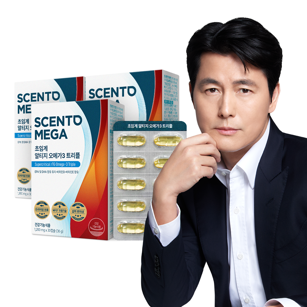뉴트리원 센토메가 정우성 초임계 알티지 <b>오메가</b>3 <b>트리플</b> 30캡슐, 3개