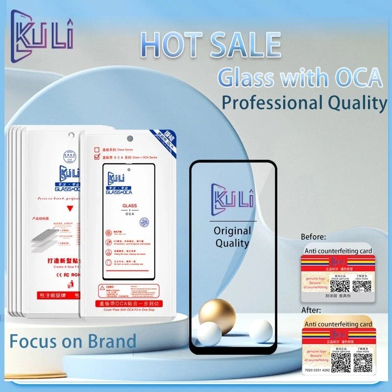 <b>KULI</b>-휴대폰 LCD 전면 스크린 교체 외부 유리 렌즈 터치 샤오미 5 노트 10 수리 도구용 OCA 포함
