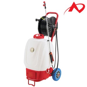 Apollo 밀차형 이동식 충전분무기 P4000 (40리터/호스릴-50m) 3구분사노즐 충전식 전동분무기 원예/방역/농업 살포기