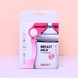 베일리 핑거레스트 모유저장팩/200ml 60매 - 국산/이중지퍼 밀폐/일회용/위생적/손잡이형 디자인/대용량