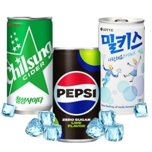 펩시제로슈거 라임향 10캔+칠성사이다 10캔+밀키스 10캔 미니 캔음료 음료수 탄산
