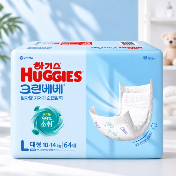 유한종합몰 하기스 크린베베 순면감촉 기저귀 대형 일자형