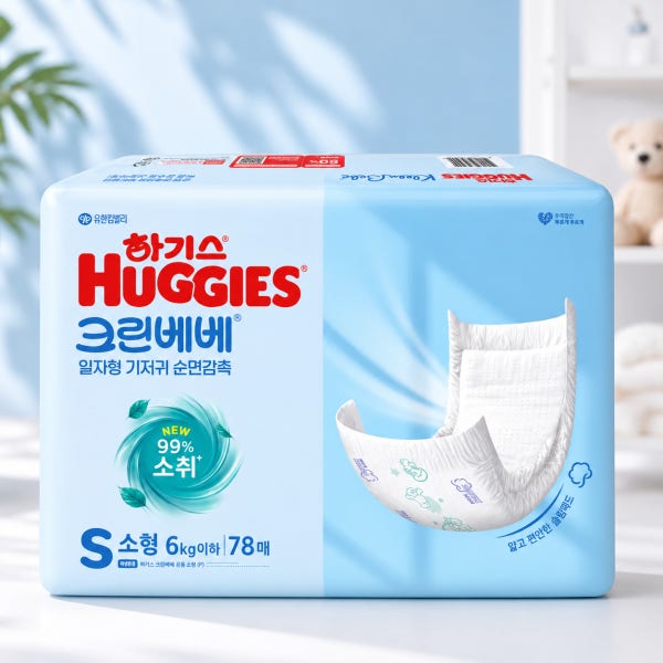 유한종합몰 하기스 크린베베 순면감촉 소형 기저귀 일자형