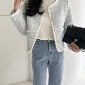 노카라 포켓 트위드 자켓