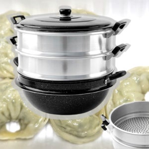 황제 업소용 대용량 찜판 찜기 찜냄비 알루미늄 마블코팅 3단 찜솥 40cm