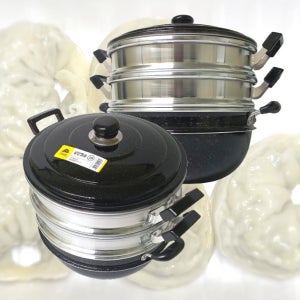 국산 거북표 업소용 마블코팅 대형 랍스타 대게 만두 킹크랩 3단 찜솥 48cm