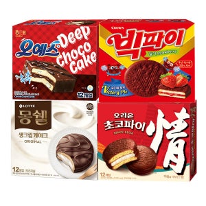 해태 오예스 360g+빅파이 324g+오리온 초코파이 468g+몽쉘 크림케이크 408g(총4개)