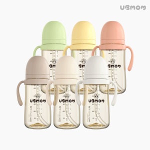 유비맘 시그니처 PPSU 유아용 안새는 자기주도식 빨대컵 280ml 2개 SET