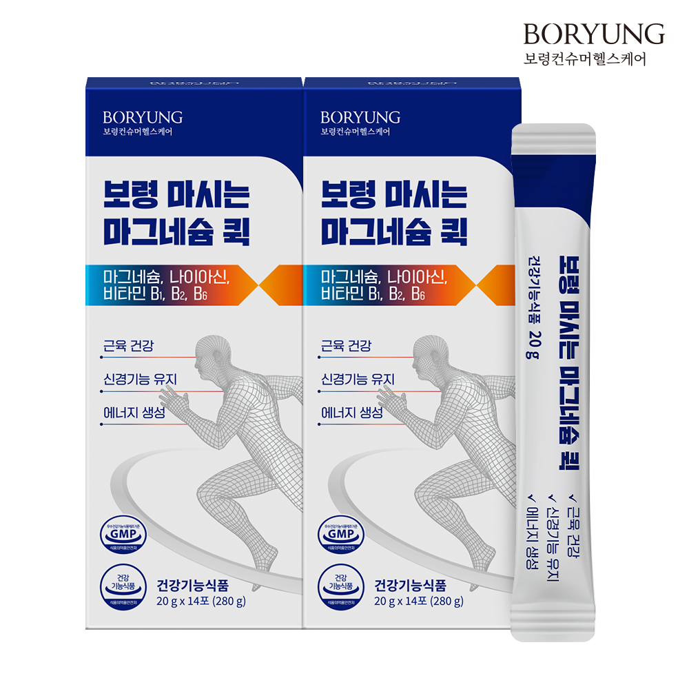 [슈퍼적립] 보령 마시는 마그네슘 퀵 액상 글루콘산 마그네슘 비타민B 나이아신 14포, 2개