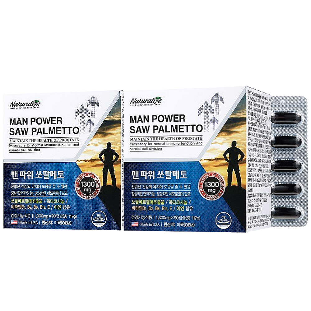 <b>네추럴</b>라이즈 전립선 건강 맨파워 쏘팔메토 1300mg 6개월분