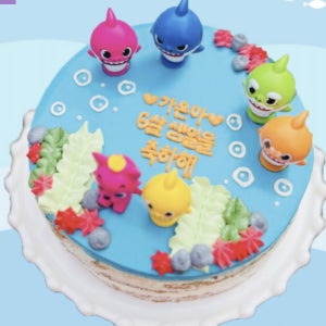 상어가족 아기상어 어린이집 유치원 생일케이크 답례품 단체간식 장난감 레터링케이크
