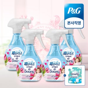 페브리즈 섬유탈취제 섬유향수 강력탈취 다우니 에이프릴향 본품 370ml 4개+(증정)다우니 샘플 200ml 1개
