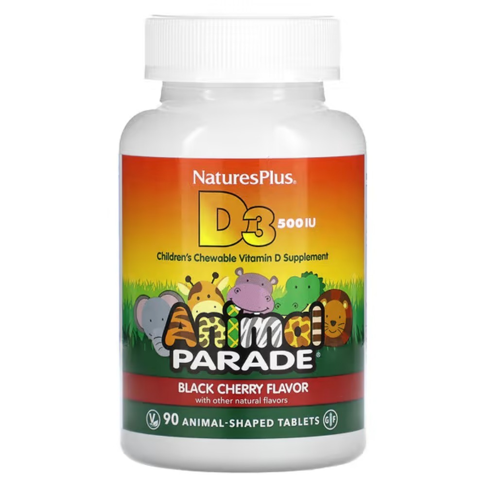 <b>NaturesPlus 비타민D3</b> Animal Parade 블랙 체리 맛 타블렛