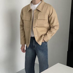 남자 트러커자켓 코튼 스냅자켓 사계절용 베이직 남성 오버핏 캐주얼 카라 아우터 자켓