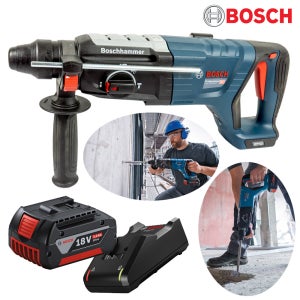 BOSCH 일자형 충전해머드릴 (28mm) SDS-plus H18V28DC-50 (18V 5.0Ah) 3-MODE/로터리 햄머드릴