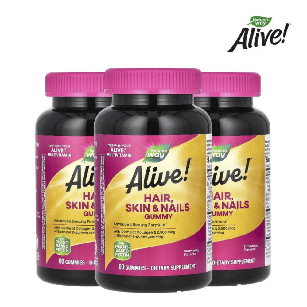얼라이브 구미 비오틴 콜라겐 <b>헤어 스킨 네일</b> 60구미 3개