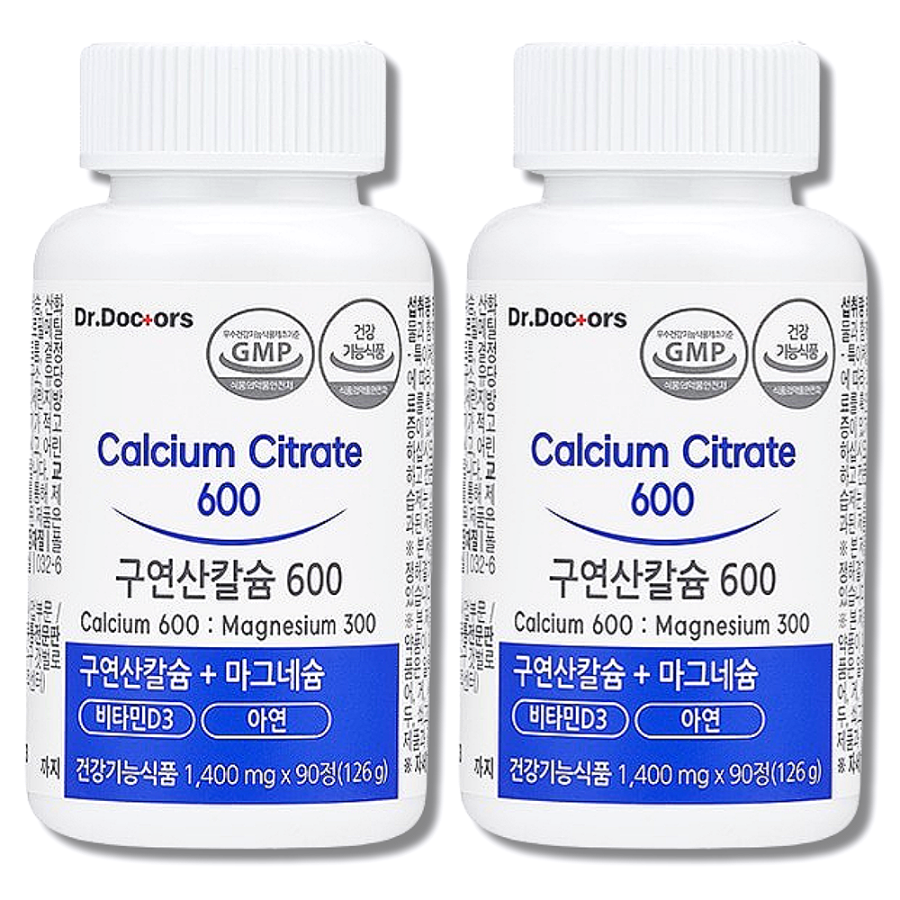<b>닥터닥터스</b> 구연산칼슘 600 2박스 2개월분 마그네슘 아연
