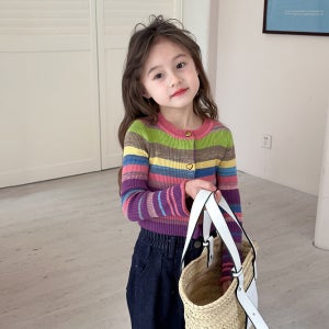 레인보우 골지 슬림 니트 가디건 R11304