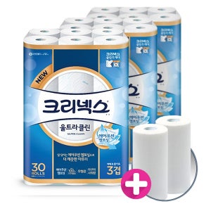 크리넥스 화장지 울트라 클린 25m30롤3팩+키친200매