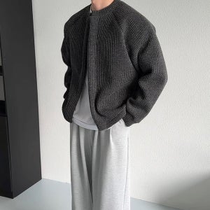 남자집업가디건 남자오버핏가디건 루즈핏 니트 집업 사계절용 미니멀 감성 베이직 기본 가디건