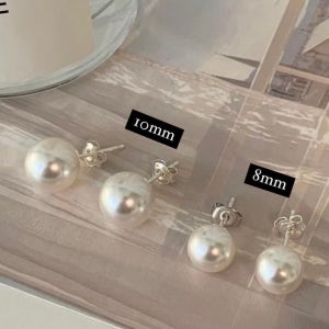 실버 진주 귀걸이 (8mm/10mm)
