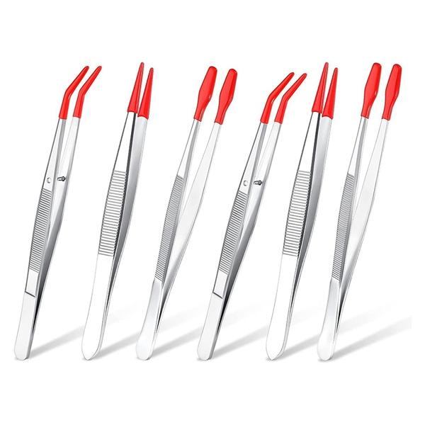 고정밀핀셋 빈티지핀셋 고무 세트가 있는 6Pcs 고무핀셋 고무팁핀셋