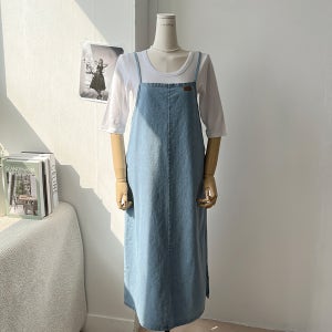 프렌드 오버롤 데님원피스