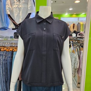 여성 쿨메쉬 셔츠형 민소매 티셔츠 L21D2T0157