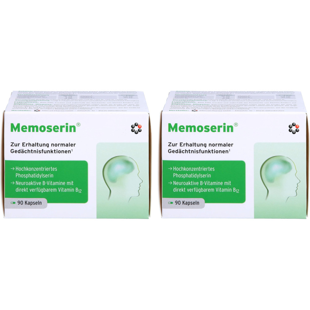 MEMOSERIN <b>메모세린</b> 90캡슐 X2개 독일 <b>포스파티딜세린</b> 메모리 브레인 수험생 영양제