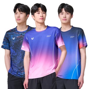 어썸라켓 탁구 상의 유니폼 탁구복 기능성 반팔 상의 단체복 의류 퍼플그라