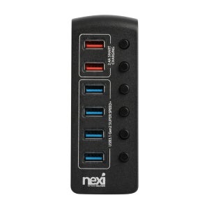 넥시 USB3.1 Gen2 4포트 + 충전 2포트 QC2.4 유전원허브 NX1234