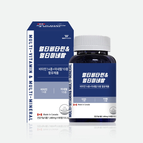 웨이팜 멀티비타민&amp;<b>미네랄</b> 133.2g(1480mg x 90정) 3개월분 종합비타민