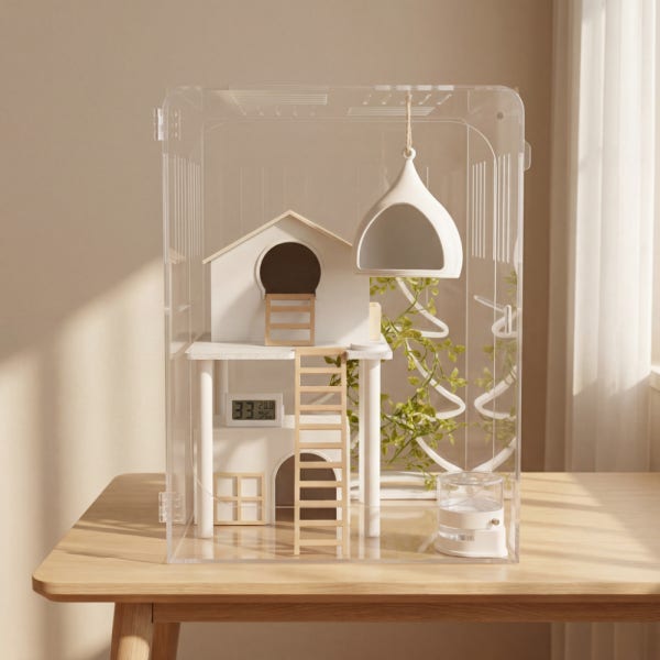 크레스티드게코 사육장 아크릴사육장 파충류 도마뱀 용품 투명 25x25x35cm